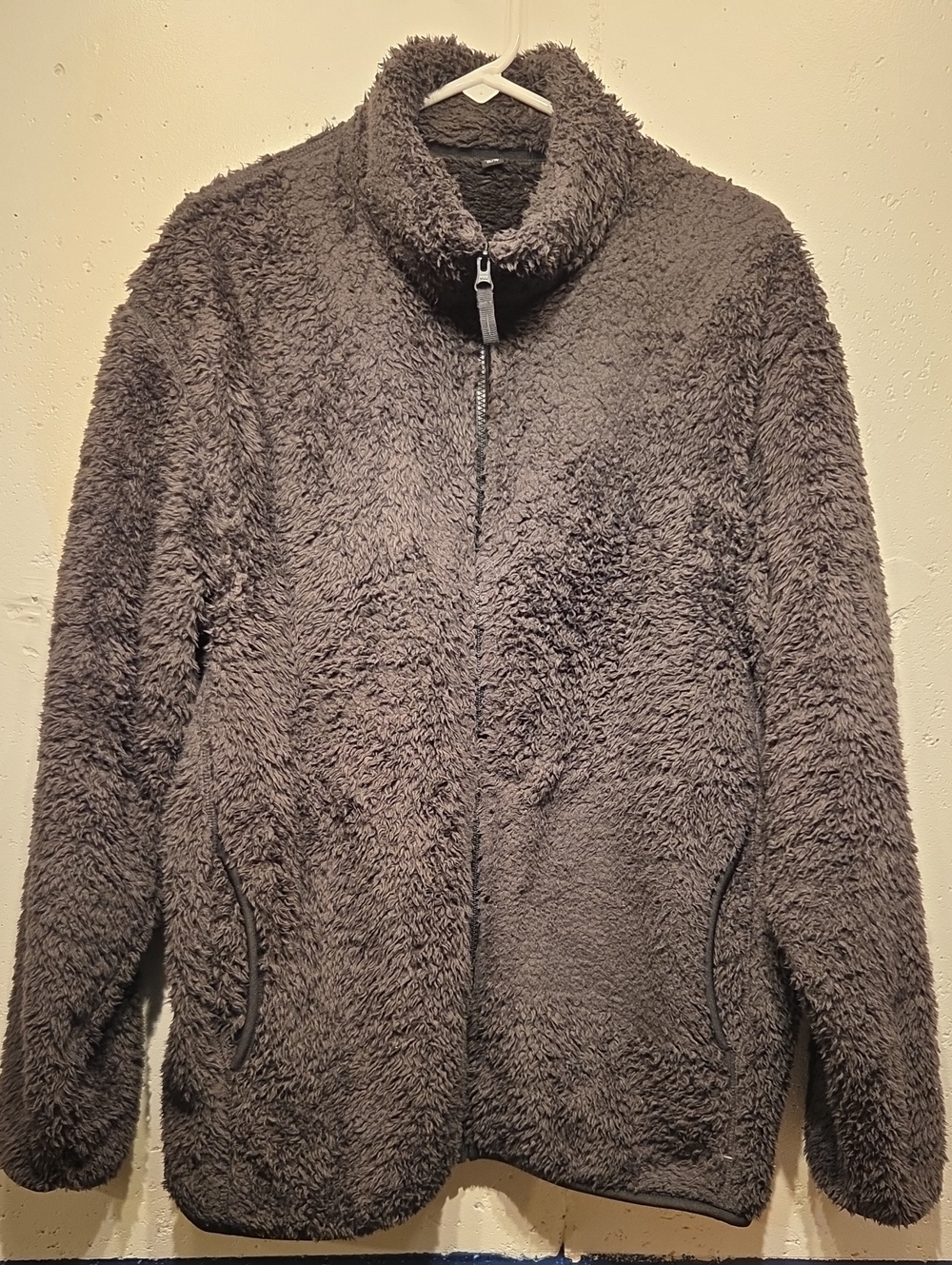Uniqlo Men's Dark Gray Zip-Up Sherpa Fleece Jacket (XL)